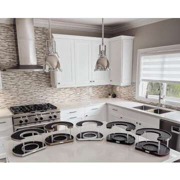 Stow-n-Spin Spice Spinner - Kitchen Organizers and Storage Spice Rack, Seasoning & Spinning Organizer 2-Tier Lazy Susan Design, Holds 40 Spice Jars with Double Spinner on Bottom Spice Shelf (Deluxe)