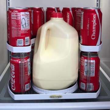 Stow-n-Spin Spice Spinner - Kitchen Organizers and Storage Spice Rack, Seasoning & Spinning Organizer 2-Tier Lazy Susan Design, Holds 40 Spice Jars with Double Spinner on Bottom Spice Shelf (Deluxe)