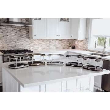 Stow-n-Spin Spice Spinner - Kitchen Organizers and Storage Spice Rack, Seasoning & Spinning Organizer 2-Tier Lazy Susan Design, Holds 40 Spice Jars with Double Spinner on Bottom Spice Shelf (Deluxe)