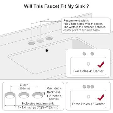 Derengge Two Handle Bathroom Sink Faucet Matte Black 3 Hole Bathroom Faucet with Overflow Pop up Drain, 360° Swivel Spout Sink Faucet 4 Inch Centerset Lavatory Faucet,F-4501-MT