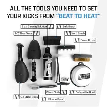 FACTORY LACED Shoe Cleaning Kit - Complete Sneaker Cleaner Kit with 8oz Solution, 4 Brushes, 2 Shoe ...
