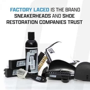 FACTORY LACED Shoe Cleaning Kit - Complete Sneaker Cleaner Kit with 8oz Solution, 4 Brushes, 2 Shoe Trees, Microfiber Towel & Bowl - The Ultimate Shoe Cleaner Kit for Jordans and Nike Shoes