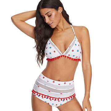 ROVLET Women's High Waist Bikini Set - Padded Wraparound Swimwear