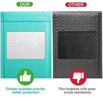 Metronic Bubble Mailers 6x10 Inch 50 Pack Usable Size 6x9" Teal Padded Envelopes Waterproof Bubble Envelopes Self Seal Adhesive Shipping Envelopes for Jewelry, Makeup, Shirts, Small Item