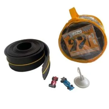 FLXTRACK Flexible Race Car Track Set, with Pressure Suction Cup, 2 Small racecars, Zipup Storage Bag, Highly Flexible Two-Lane, Slot Car Race Tracks Set, DOUBLESIDED 5+ Meters Long, Montessori Toy