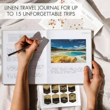 Beautiful Linen Travel Journal with US National Park Scratch Off Maps - The Perfect Planner and Diar...