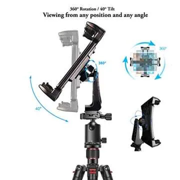 IPad Tripod Mount Adapter 360 Degree Rotatable Universal Tablet Clamp Holder for iPad Pro 12.9 11 10.5, iPad Air Mini, Surface Tab, Galaxy Tab and 3.5 to 13.5in Phone Tablet, for Tripod, Monopod