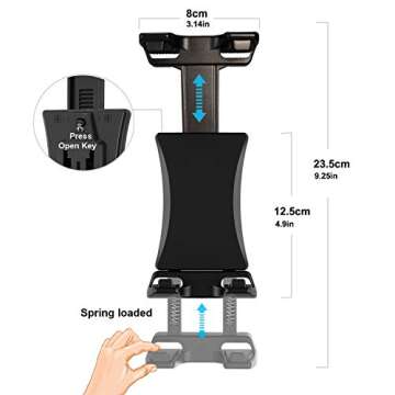 IPad Tripod Mount Adapter 360 Degree Rotatable Universal Tablet Clamp Holder for iPad Pro 12.9 11 10.5, iPad Air Mini, Surface Tab, Galaxy Tab and 3.5 to 13.5in Phone Tablet, for Tripod, Monopod