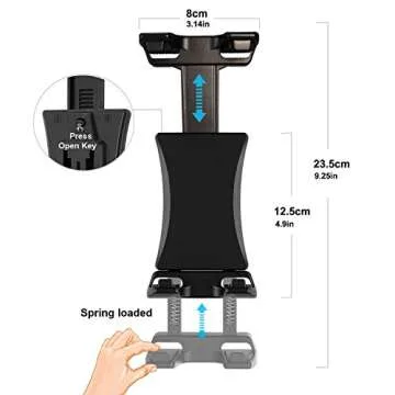 IPad Tripod Mount Adapter 360 Degree Rotatable Universal Tablet Clamp Holder for iPad Pro 12.9 11 10.5, iPad Air Mini, Surface Tab, Galaxy Tab and 3.5 to 13.5in Phone Tablet, for Tripod, Monopod