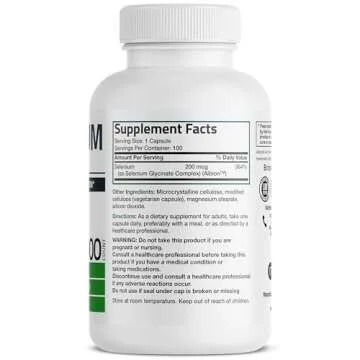 Bronson Selenium 200 mcg – Yeast Free Chelated Amino Acid Complex - Essential Trace Mineral with S...