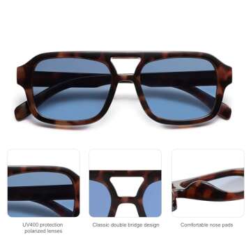 SOJOS Retro Aviator Sunglasses with UV400 Polarized Lenses
