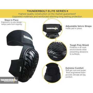 Thunderbolt Knee Pads for Men Construction Knee Pads for Work Knee Pads for Men and Women Gel Knee Pads Gardening Flooring Roofing Heavy Duty Gel Knee Pads Thick Foam Strong Adjustable Non-Slip Straps