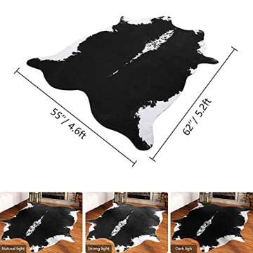 HOMORE Cowhide Rug, Cute Cow Print Rug for Living Room Faux Cow Hide Animal Print Carpet for Bedroom...