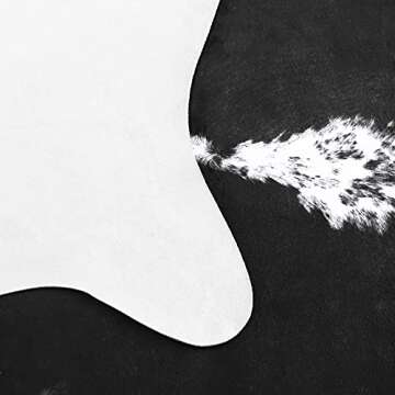 HOMORE Cowhide Rug, Cute Cow Print Rug for Living Room Faux Cow Hide Animal Print Carpet for Bedroom Office Table, 4.6 x 5.2 Feet, Black