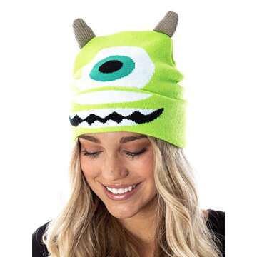 Disney Monsters Inc. Mike Wazowski Beanie Embroidered Character Costume Hat