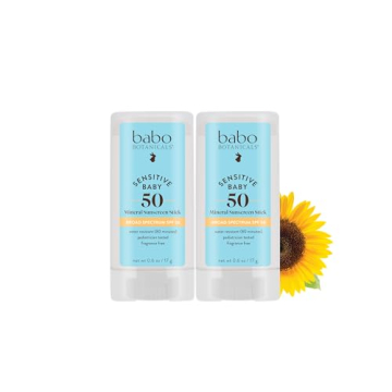Babo Botanicals Sensitive Baby Mineral Sunscreen Stick SPF 50 - Safe & Water-Resistant for Kids