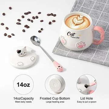 Bgbg Coffee Mug Warmer & Cute Cat Mug Set, Beverage Cup Warmer for Desk Home Office with Three Temperature Up to 140℉/ 60℃, Coffee Warmer for Cocoa Milk Tea Water Candle, 8 Hours Auto Shut Off