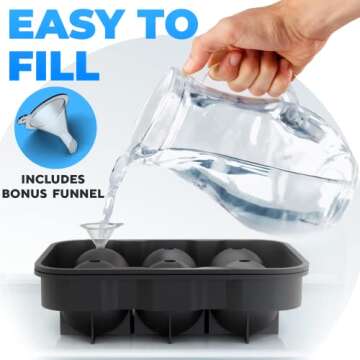 Premium Ice Cube Trays, Food Grade Silicone Ice Ball Maker Mold with Lids & Large Square Ice Cube Molds for Whiskey, Cocktails & Bourbon - Keep Drinks Chilled (2pc/Pack)