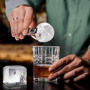 Premium Ice Cube Trays, Food Grade Silicone Ice Ball Maker Mold with Lids & Large Square Ice Cube Molds for Whiskey, Cocktails & Bourbon - Keep Drinks Chilled (2pc/Pack)