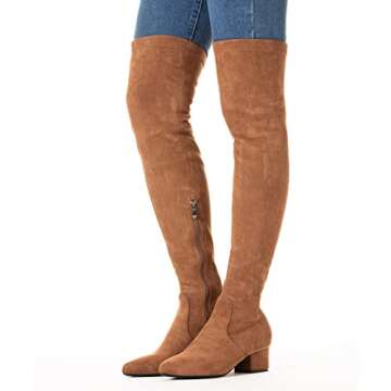N.N.G Women Over the Knee Boots Brown Size 9 Low Heel Winter Suede Thigh High Block Chunky OTK Long Above knee Designer Ladies