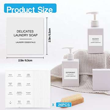 264 Minimalist Home Laundry Labels, HOLENGS Bathroom Containers Organizing Labels, Waterproof Prepri...