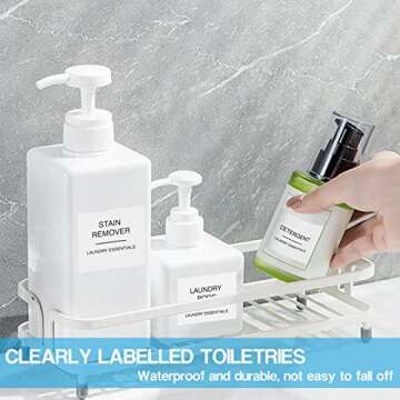 264 Minimalist Home Laundry Labels, HOLENGS Bathroom Containers Organizing Labels, Waterproof Preprinted Organization Stickers for Shampoo Hand Soap Storage Bins Jars