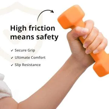 Portzon Weights Orange Dumbbells with Set of 2 Neoprene Dumbbells Set, 3 LB, Anti-Slip, Anti-roll, Hex Shape