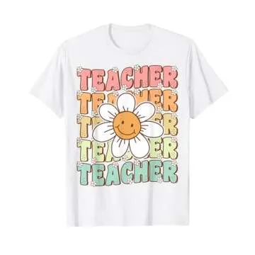 Groovy Teacher Cute Daisy Flower Retro Back to School T-Shirt