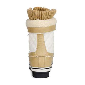 DREAM PAIRS Women's Mid Calf Waterproof Winter Snow Boots Monte,Size 7,Beige/White,Monte_01