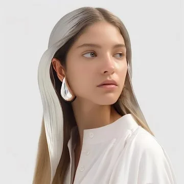 Tear Drop Earring Dupes Extra Large, Trendy Chunky Gold Hoop Earrings For Women Sensitive Ears Hypoallergenic Trendy Waterdrop Jewelry Gift (large silver)