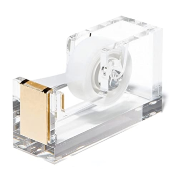 OfficeGoods Modern Acrylic Tape Dispenser - Non-Slip Rubber Holder Bottom - Appealing Design, Perfec...