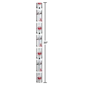 American Greetings 175 sq. ft. Reversible Silver and Black Christmas Wrapping Paper, Santa Sleigh and Merry Christmas Tree (1 Jumbo Roll 30 in. x 70 ft.)