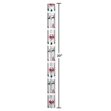 American Greetings 175 sq. ft. Reversible Silver and Black Christmas Wrapping Paper, Santa Sleigh and Merry Christmas Tree (1 Jumbo Roll 30 in. x 70 ft.)