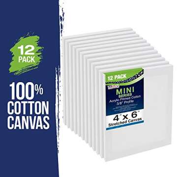 12 Mini Easels with Stretched Canvas Kit for Art Projects