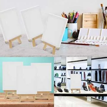 12 Mini Easels with Stretched Canvas Kit for Art Projects
