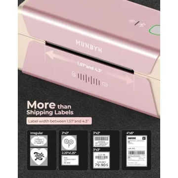 MUNBYN Pink Wi-Fi Thermal Label Printer for Easy Labeling