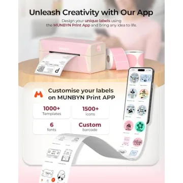 MUNBYN Pink Wi-Fi Thermal Label Printer for Easy Labeling