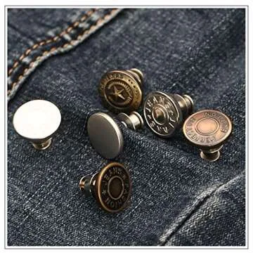 6 Pcs Instant Jean Button Pins,Adjustable Pant Waist Tightener,No Sew and No Tools for Pants, Simple Installation, Reusable and Adjustable(Style 1)