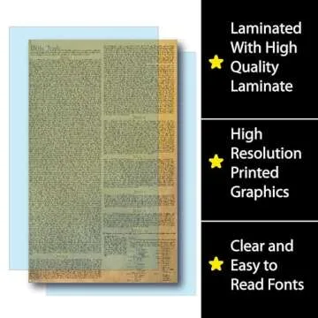 US Constitution American Founding Bill of Rights LAMINATED LARGE reproduction NOW BIGGER CLEARER TEXT 18x29 Young N Refined