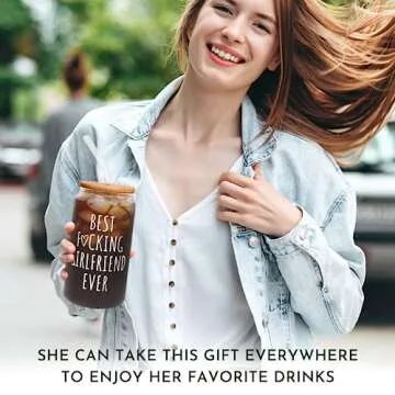 Gifts for Girlfriend - Gifts for Her, Girlfriend Gifts for Women, Couple Gifts - Anniversary, Birthday, Valentines Gifts for Girlfriend - Love Gifts, Romantic Gift for Girlfriend - 16 Oz Can Glass