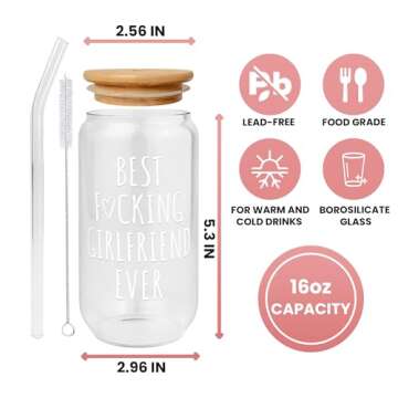 Gifts for Girlfriend - Gifts for Her, Girlfriend Gifts for Women, Couple Gifts - Anniversary, Birthday, Valentines Gifts for Girlfriend - Love Gifts, Romantic Gift for Girlfriend - 16 Oz Can Glass