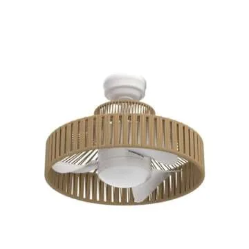 Eamonex 18W LED 20” Dimmable DC Boho Caged Dimmable Ceiling Fan with Light, Fandelier with Fixture Remote Control, 3 Blades Small Cage Round Small Ceiling Fan for Indoor Room Kitchen Bedroom