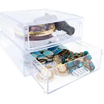Clear Dual Drawers: Perfect Makeup & Jewelry Organizer