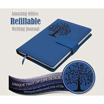 The Tree Of Life Refillable Writing Journal | 5x8 Inches, 200 Lined Pages, Magnetic Clasp, Refillable Diary, Cute Notebook Journal, Personal Journal for Women, Journal for Men