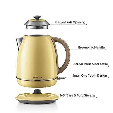 BUYDEEM K640 Mellow Yellow Electric Kettle with Safety Features