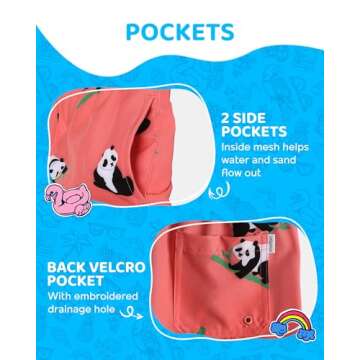 maamgic Boys Swim Trunks with Compression Liner Toddler Boy Swimsuit Quick Dry 4-Way Stretch Swimming Trunks Panda Salmon 14-16 Years