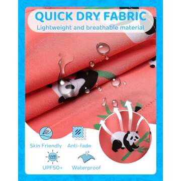 maamgic Boys Swim Trunks with Compression Liner Toddler Boy Swimsuit Quick Dry 4-Way Stretch Swimming Trunks Panda Salmon 14-16 Years