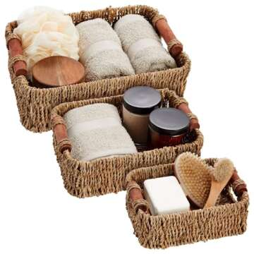 Juvale Set of 3 Small Wicker Baskets - Stylish Storage for Any Room