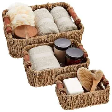 Juvale Set of 3 Small Wicker Baskets - Stylish Storage for Any Room