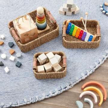 Stylish Set of 3 Wicker Baskets for Home Organization